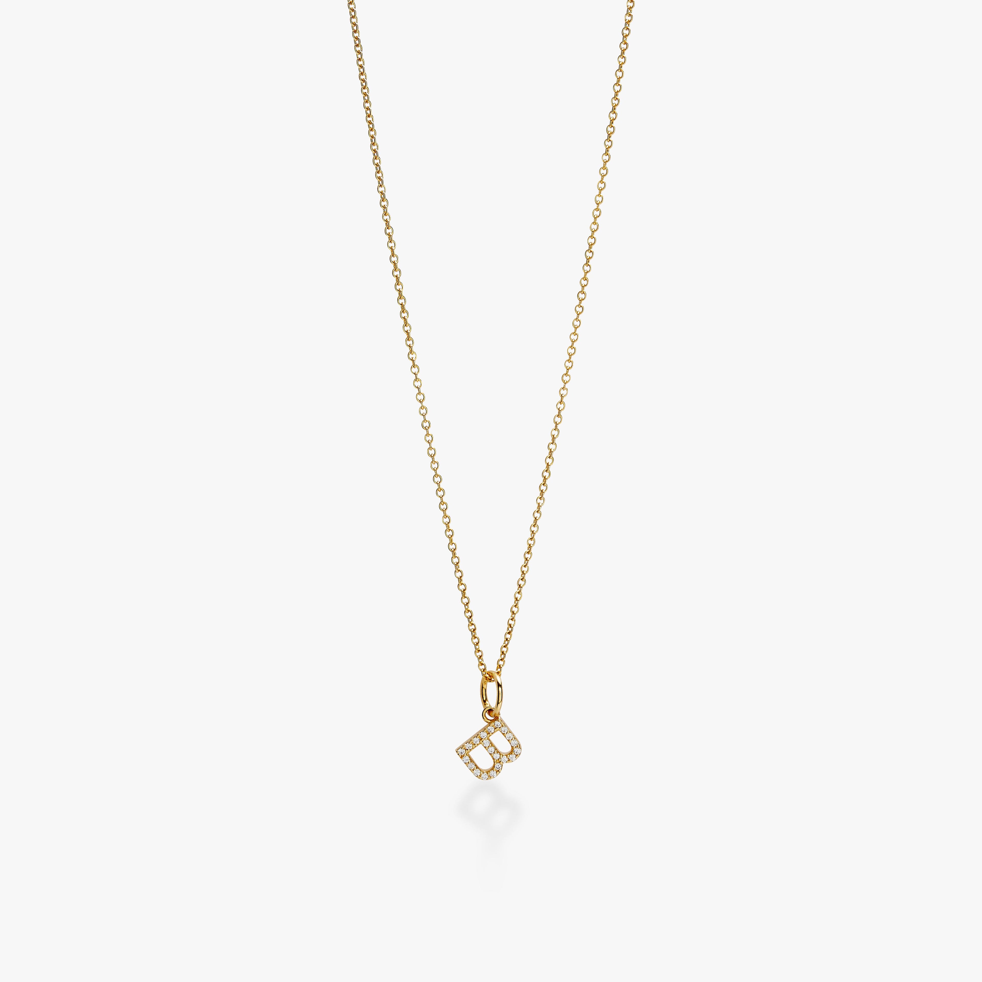 Mini Pavé Initial Charm Necklace