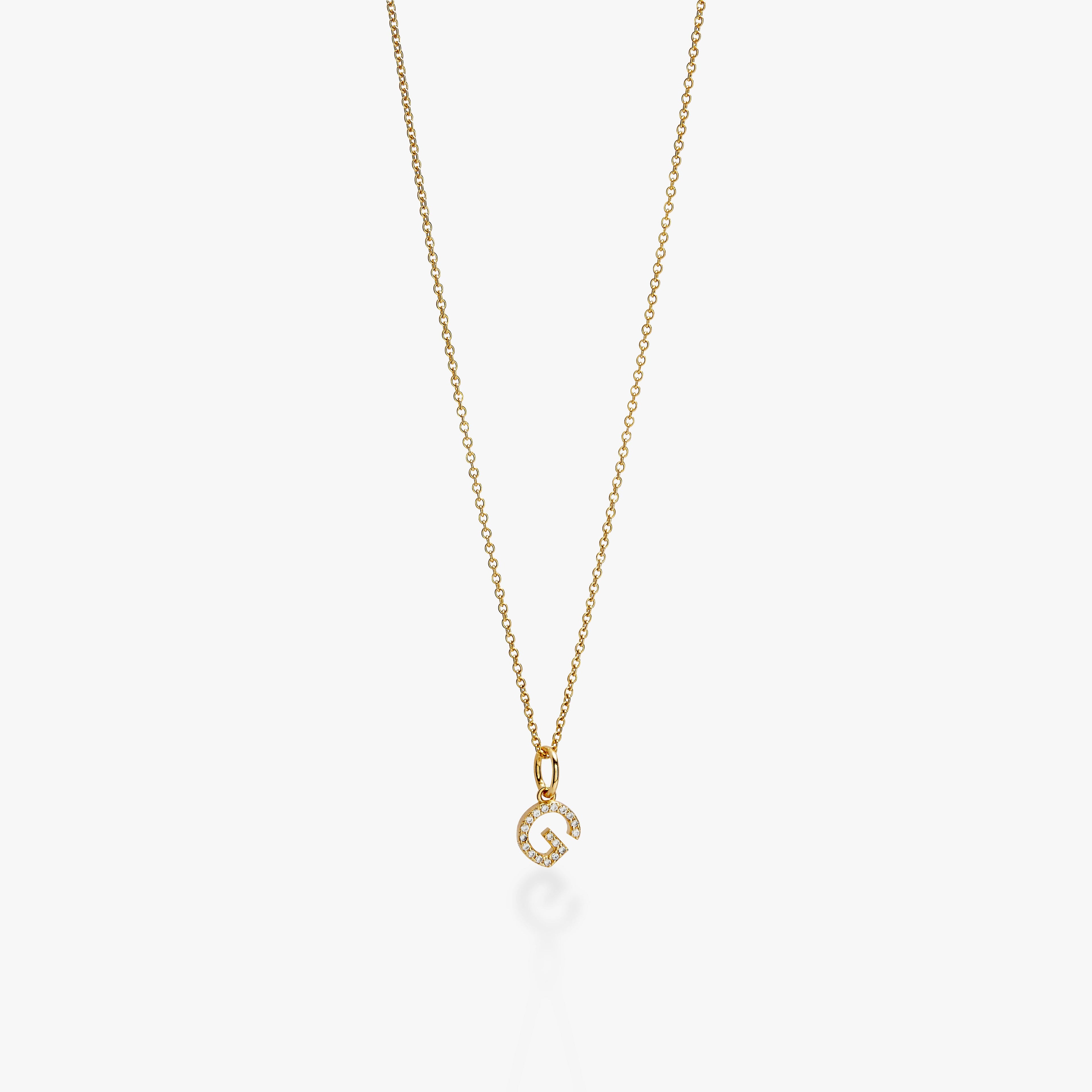 Mini Pavé Initial Charm Necklace
