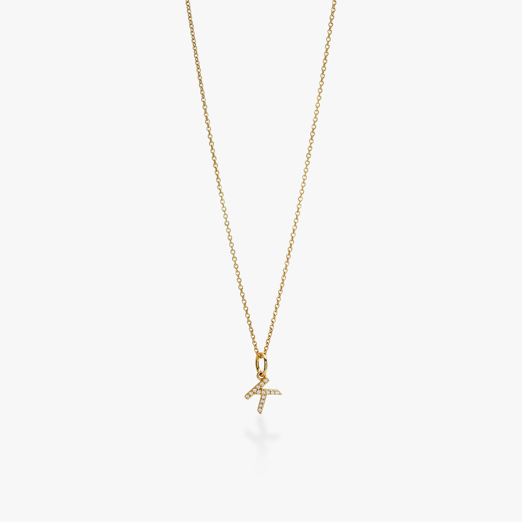 Mini Pavé Initial Charm Necklace
