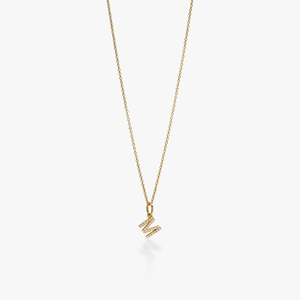 Mini Pavé Initial Charm Necklace