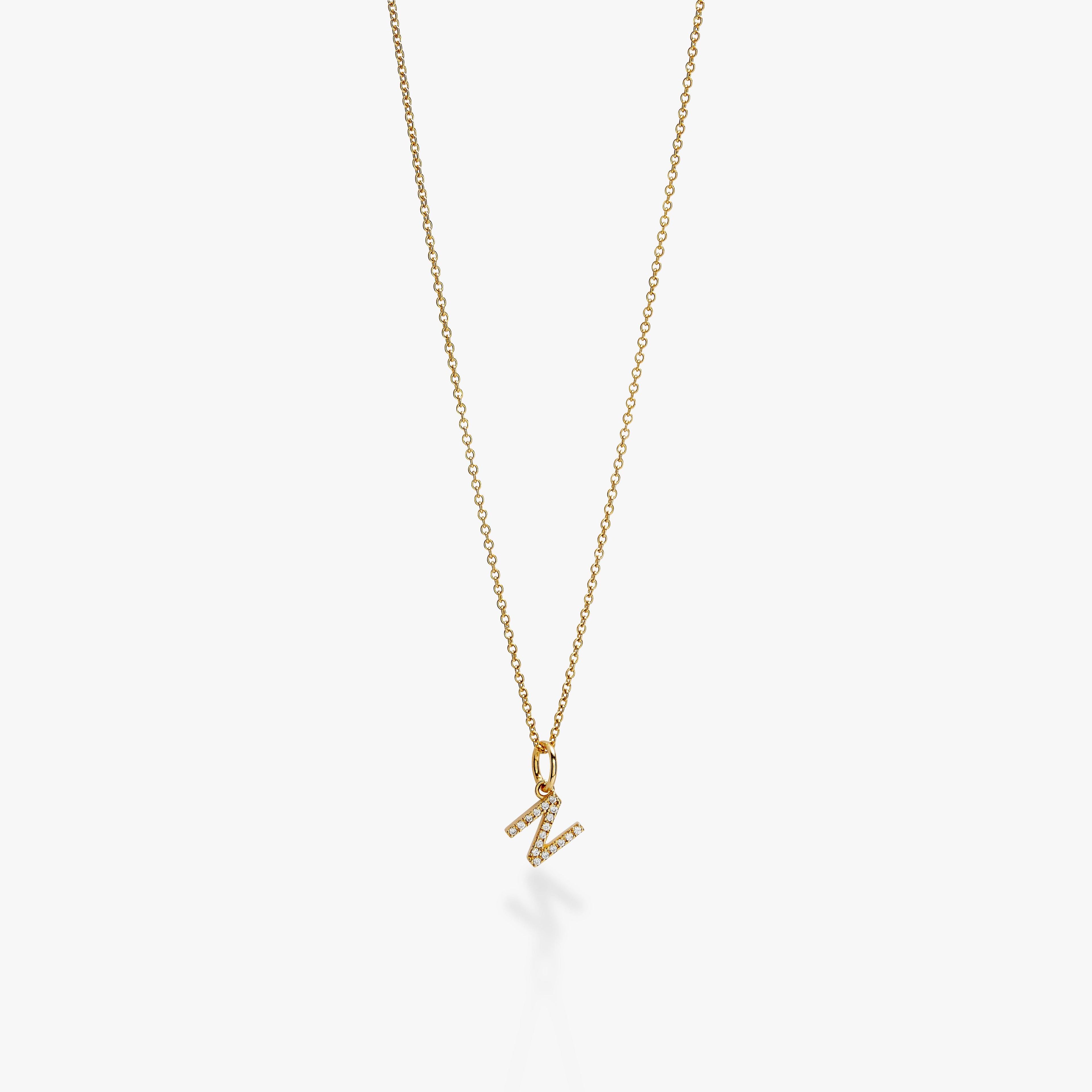 Mini Pavé Initial Charm Necklace