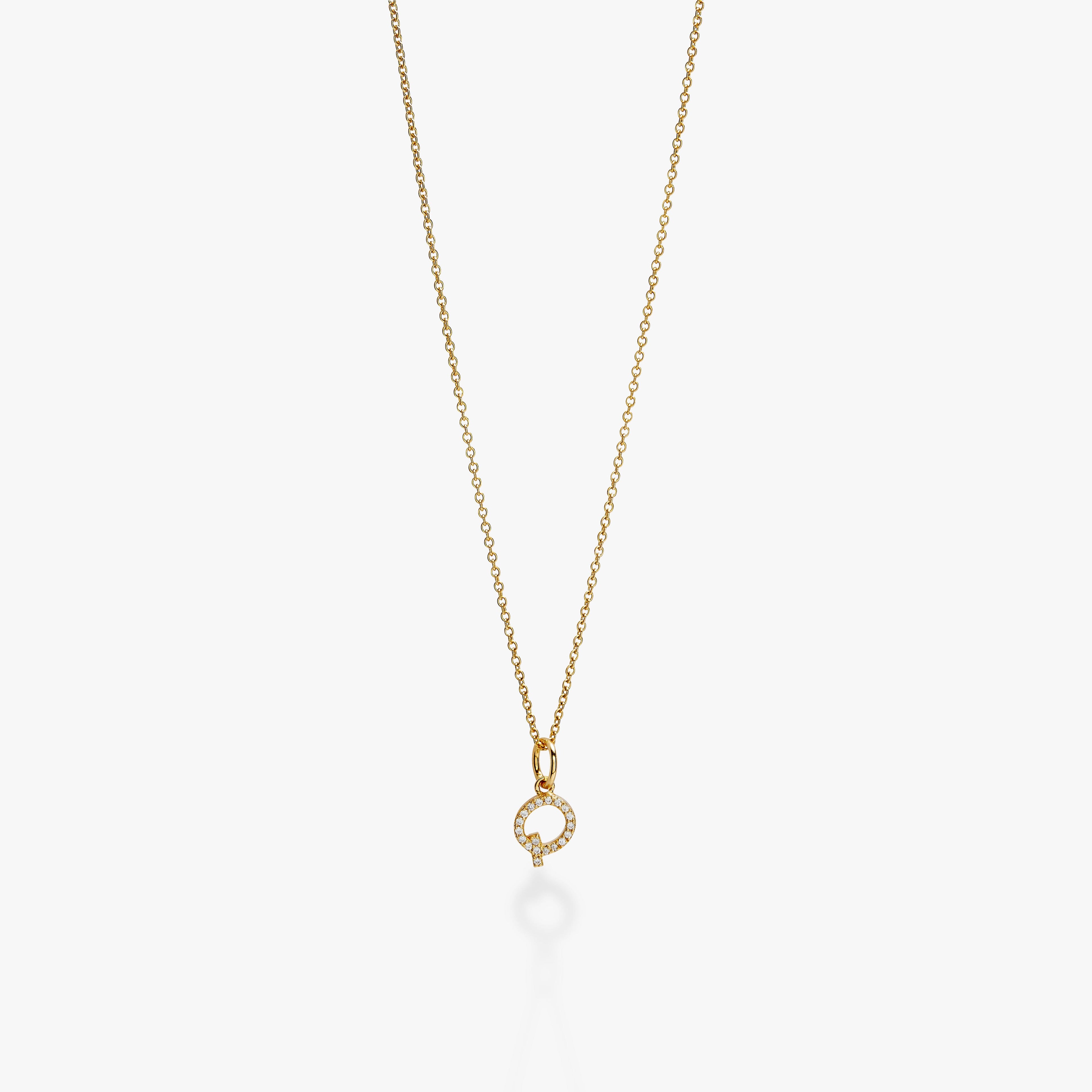 Mini Pavé Initial Charm Necklace