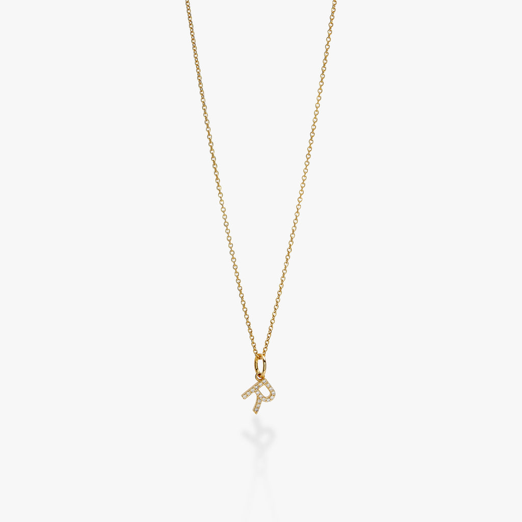 Mini Pavé Initial Charm Necklace