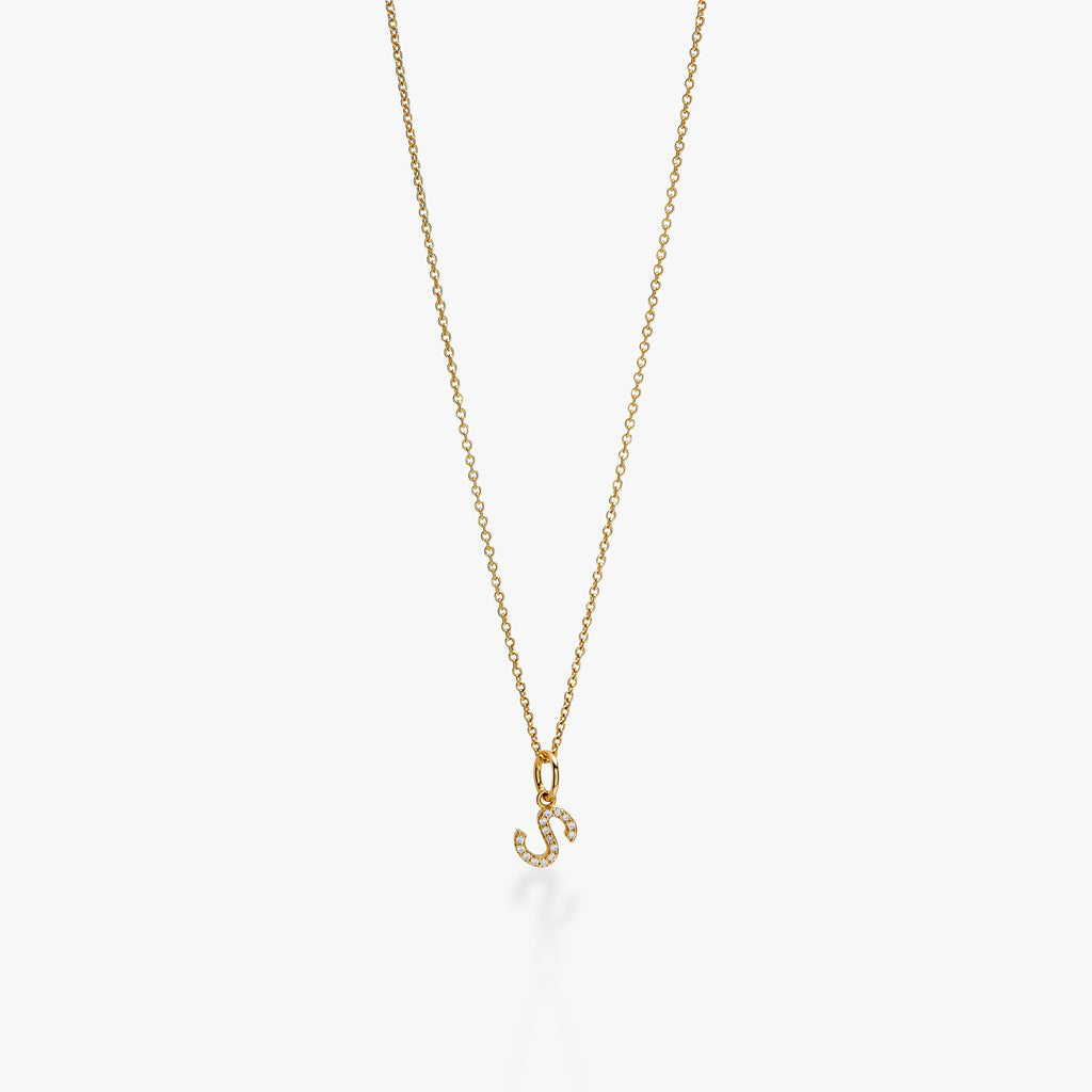 Mini Pavé Initial Charm Necklace