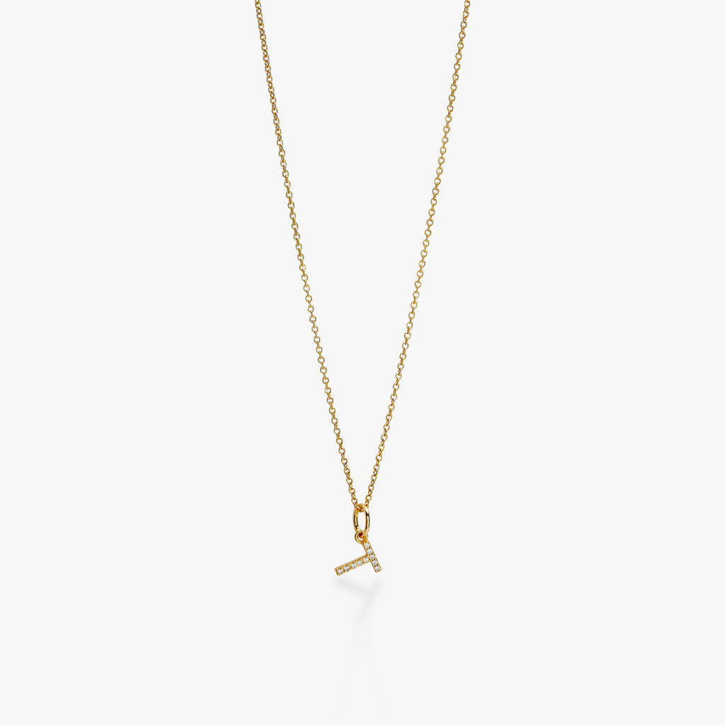 Mini Pavé Initial Charm Necklace