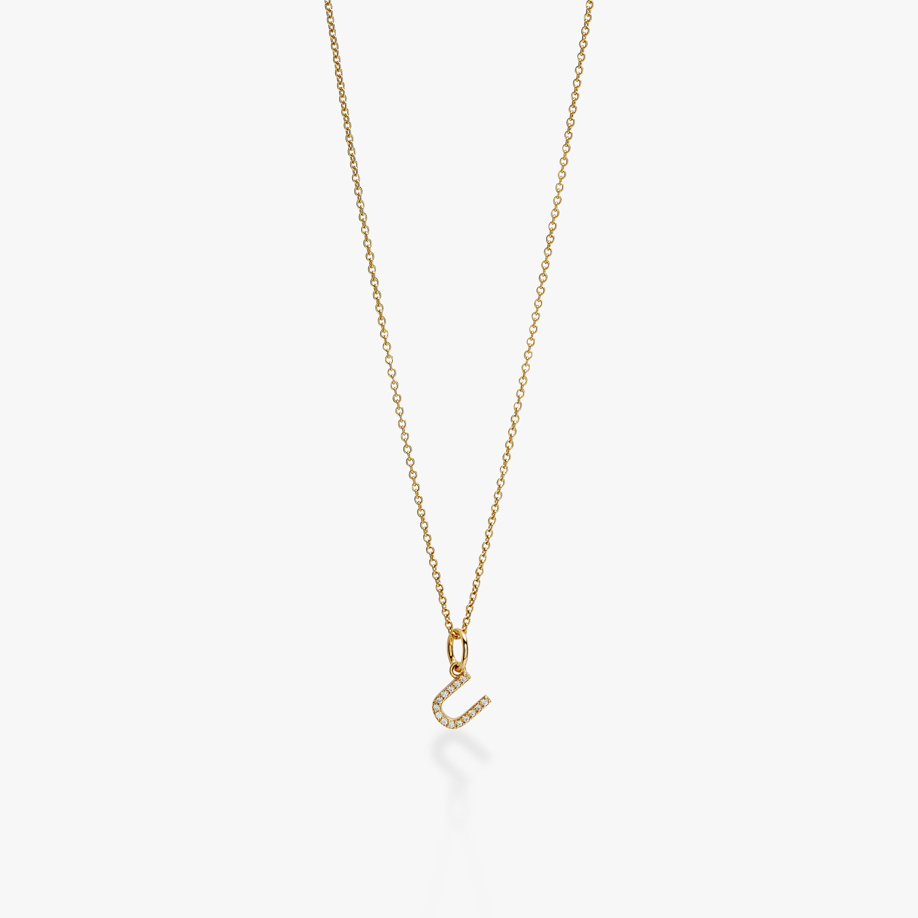 Mini Pavé Initial Charm Necklace