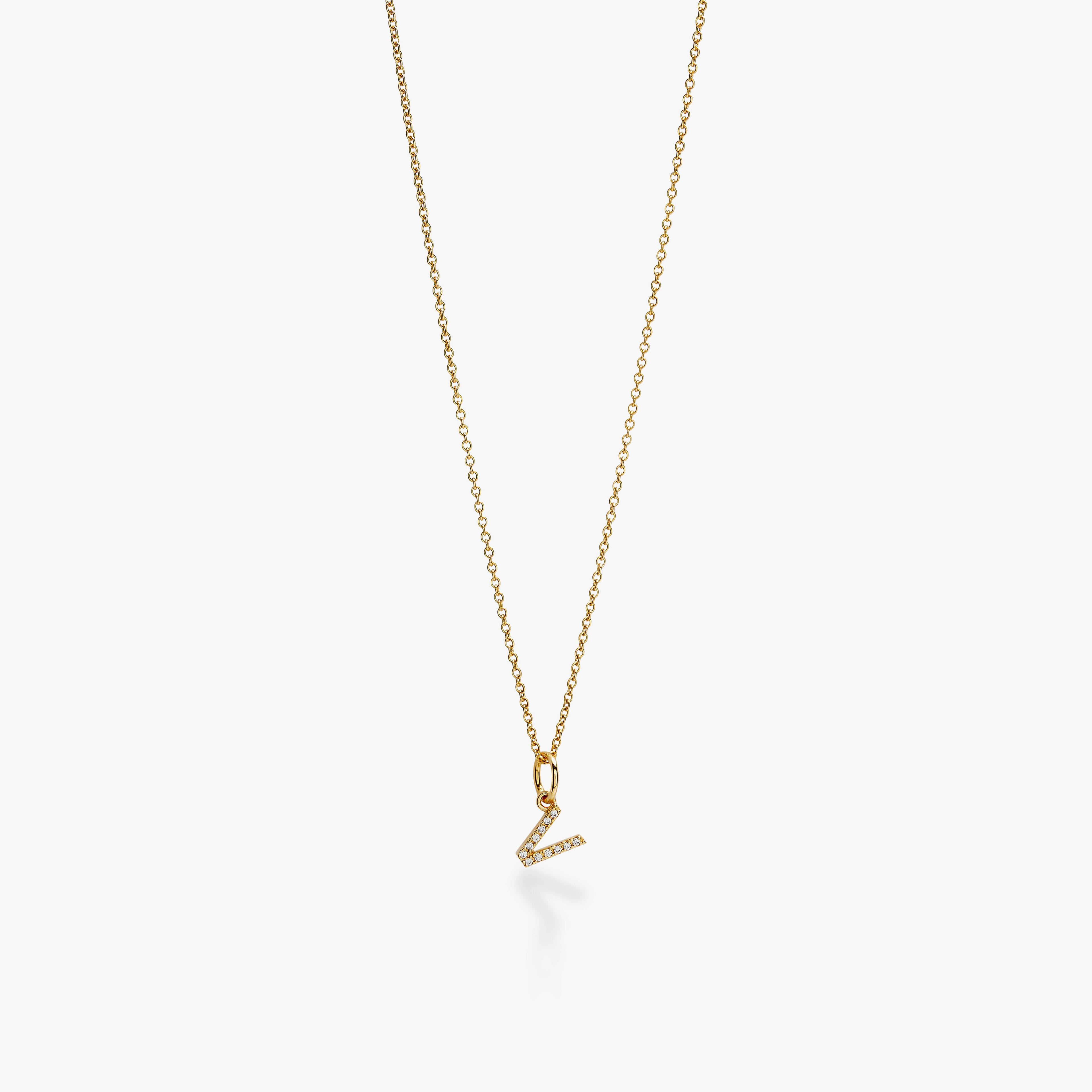 Mini Pavé Initial Charm Necklace