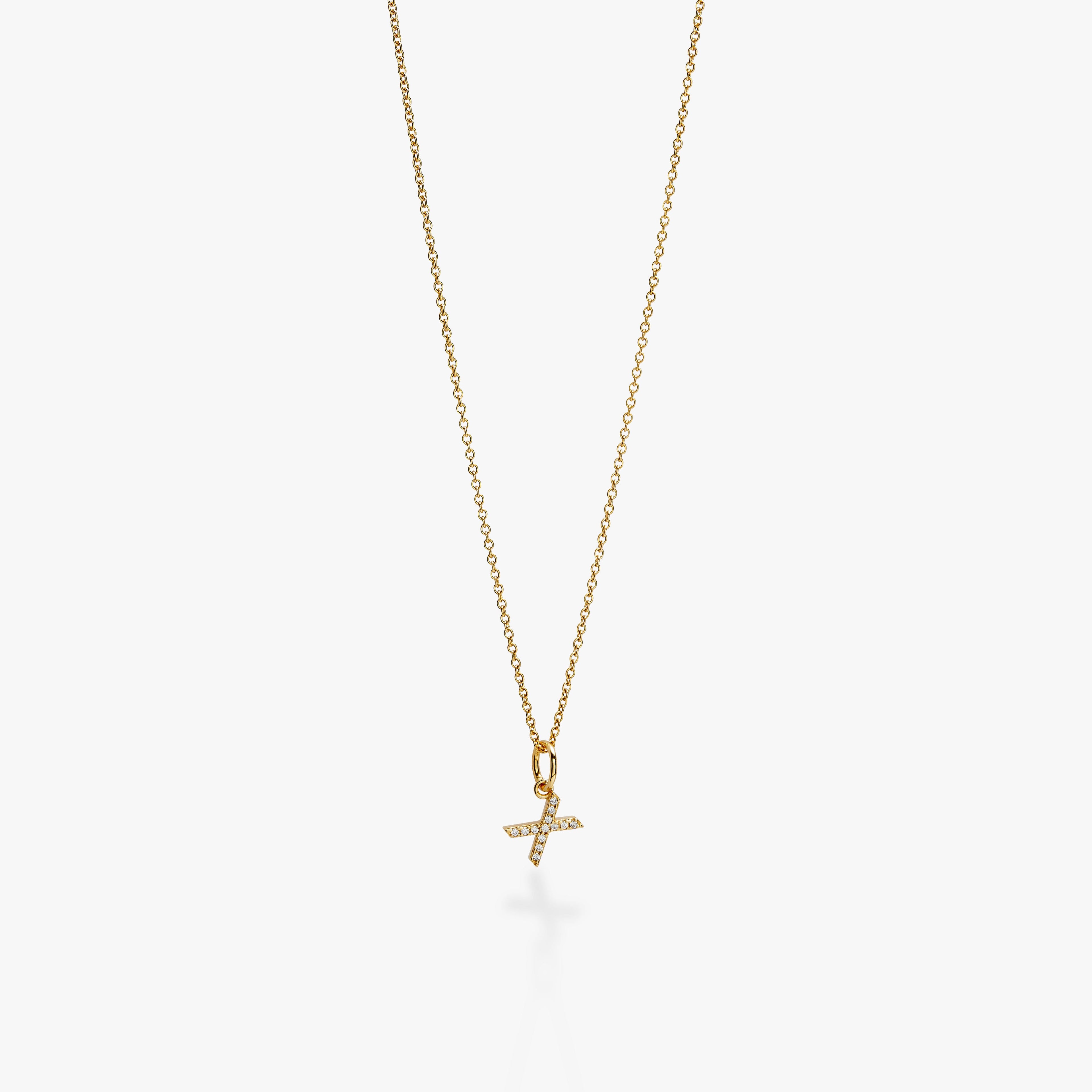 Mini Pavé Initial Charm Necklace