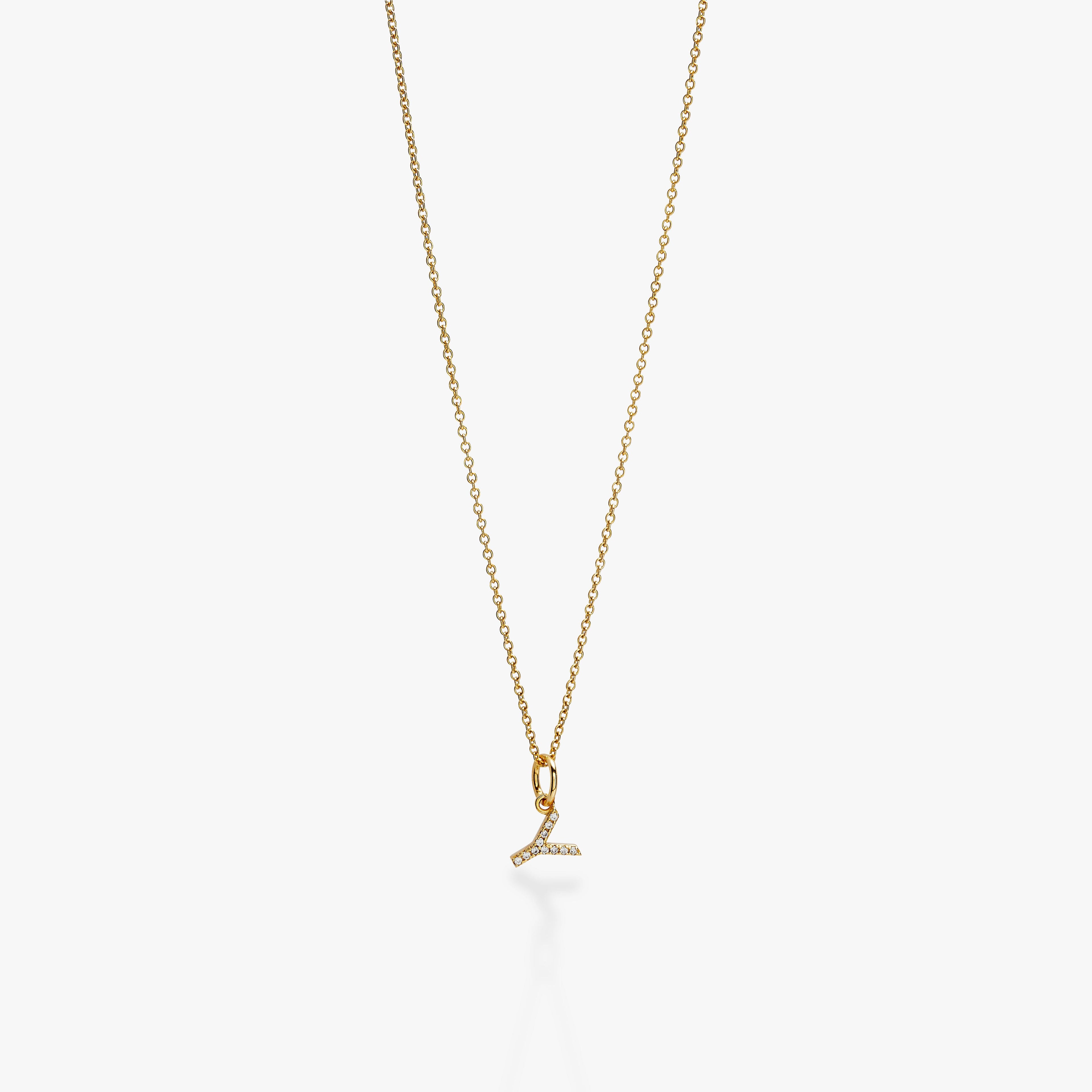 Mini Pavé Initial Charm Necklace