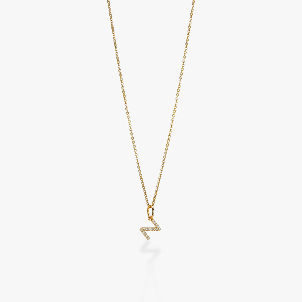 Mini Pavé Initial Charm Necklace