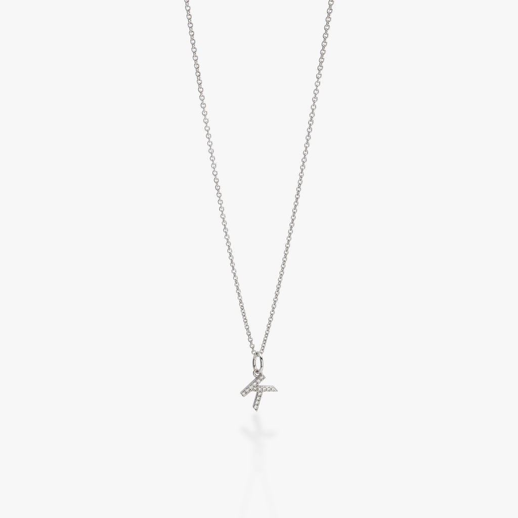 Mini Pavé Initial Charm Necklace