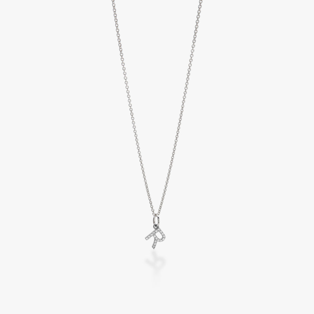 Mini Pavé Initial Charm Necklace