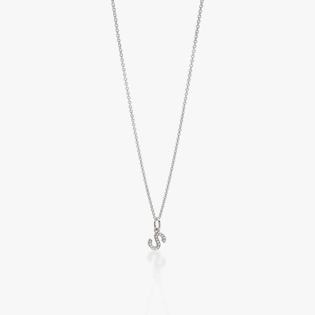 Mini Pavé Initial Charm Necklace