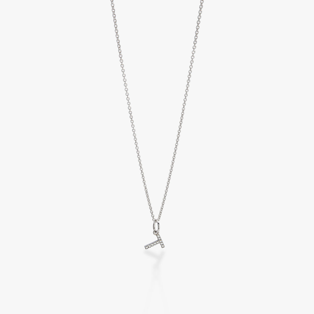 Mini Pavé Initial Charm Necklace