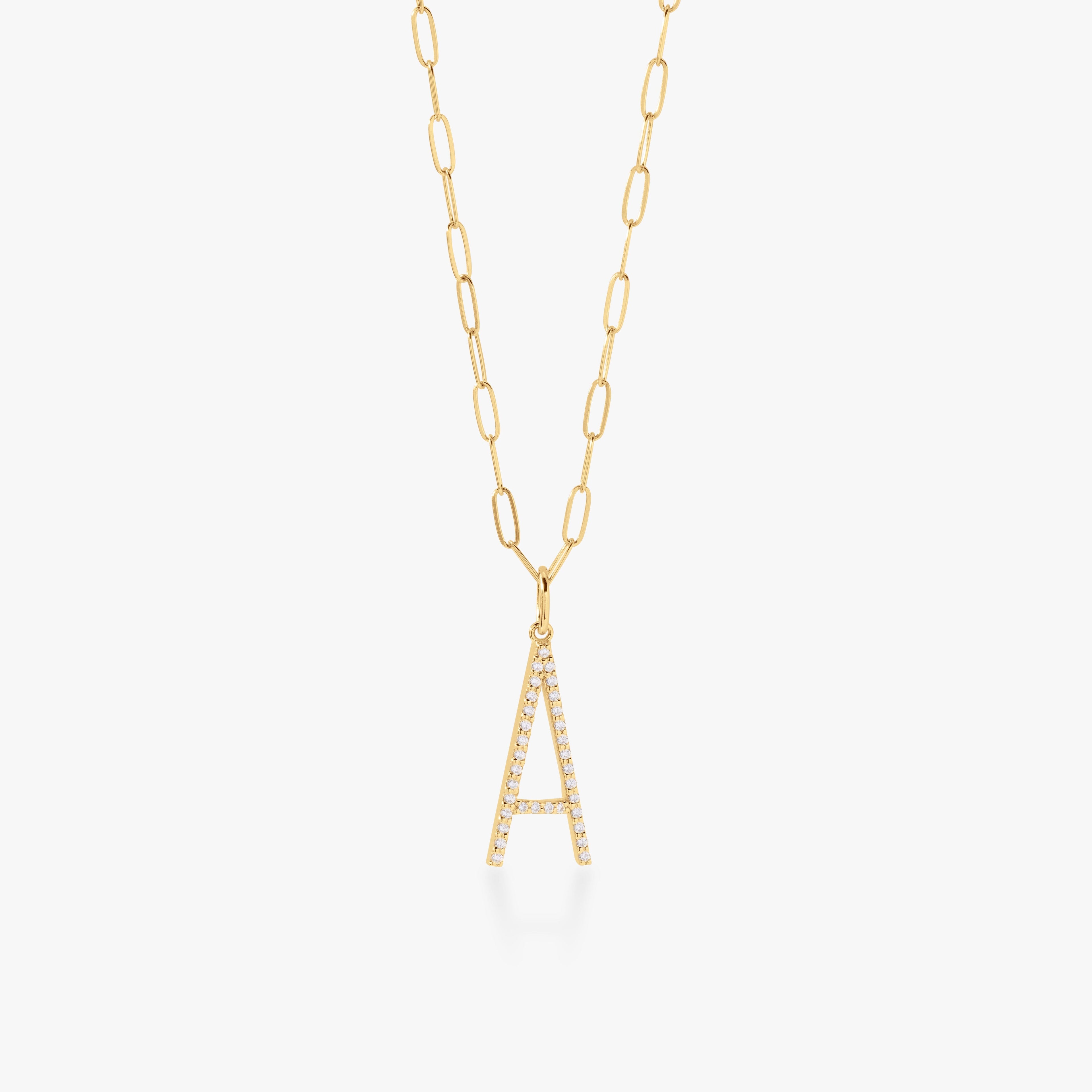 Pavé Elongated Initial Necklace