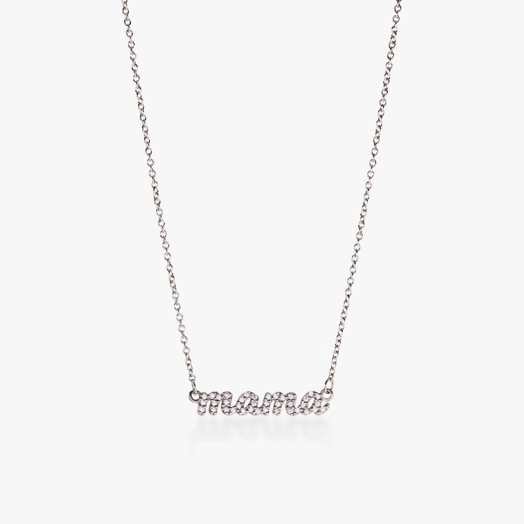 Pavé Script Mama Necklace