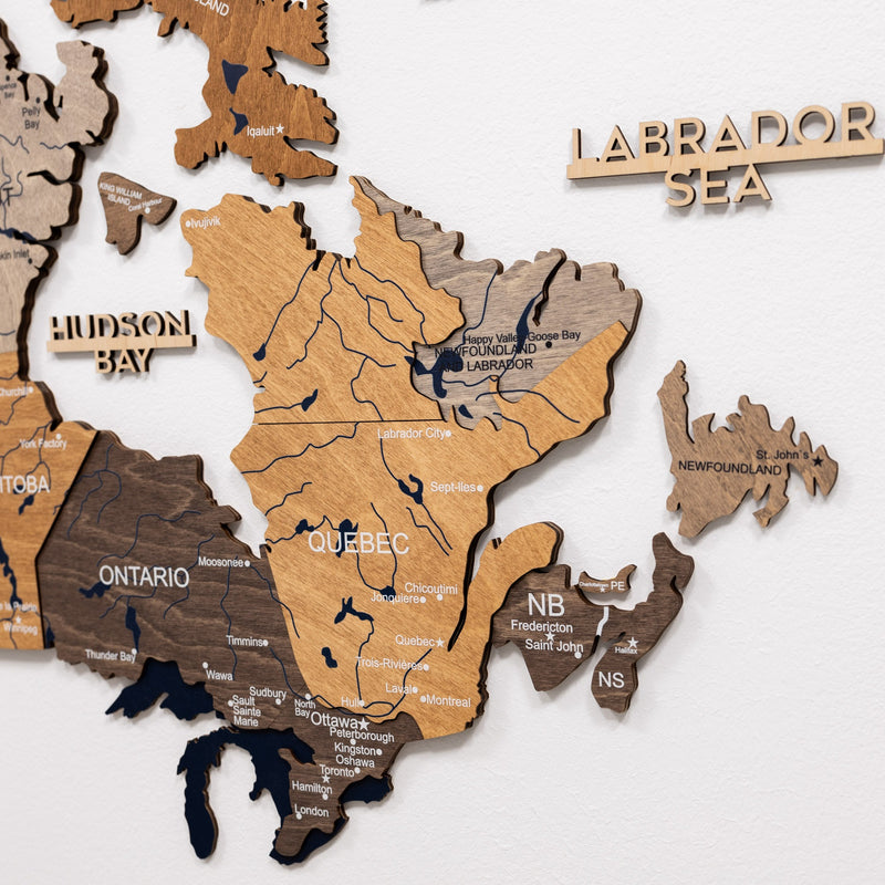 3D Canada Wooden Map Multicolor