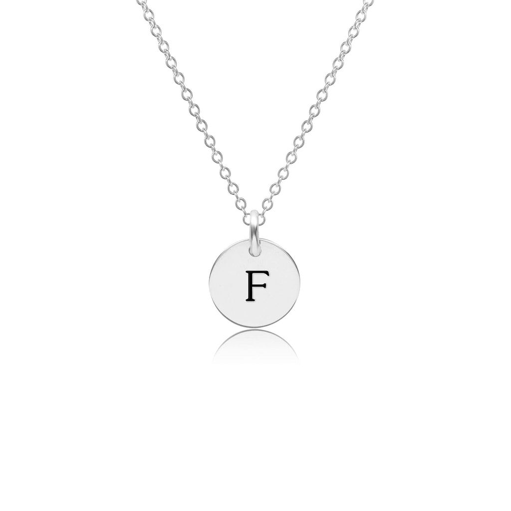 Mini Initial Circle Tag Necklace - Uppercase