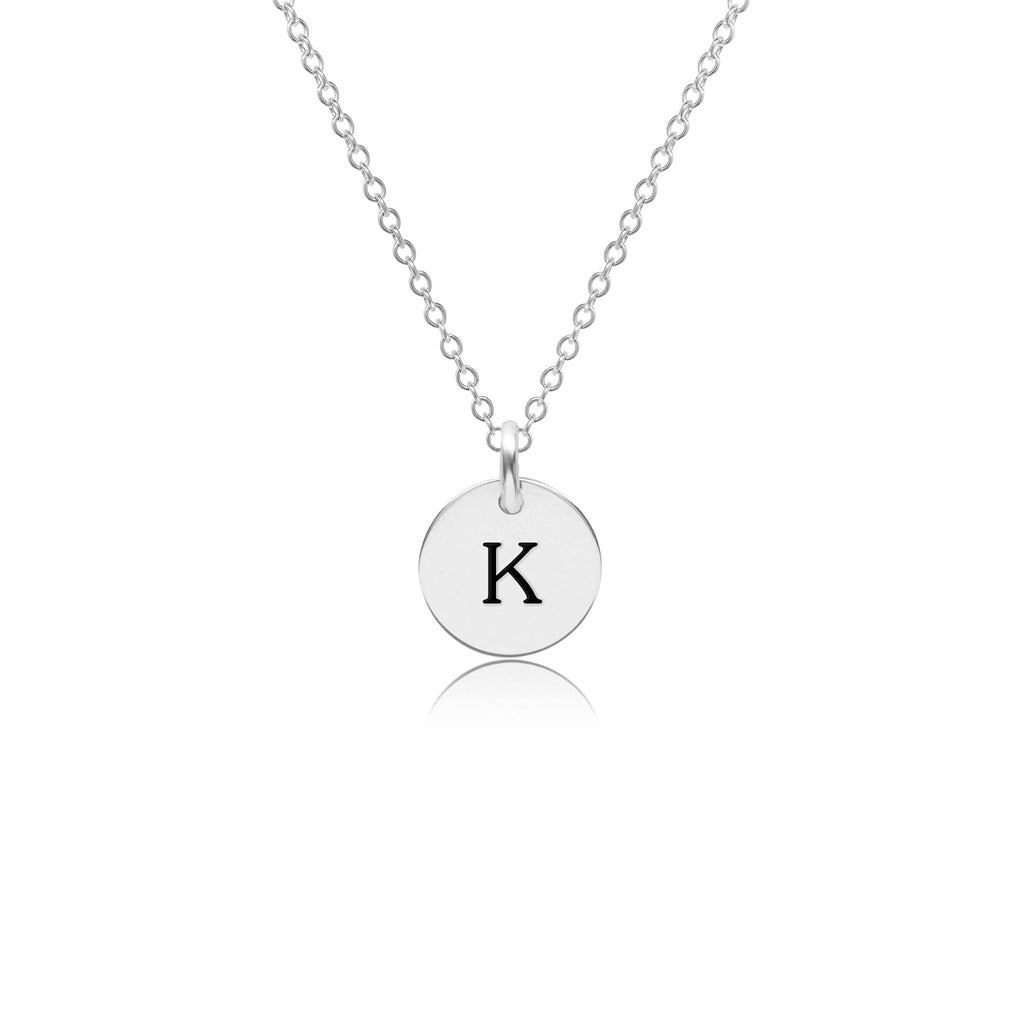 Mini Initial Circle Tag Necklace - Uppercase
