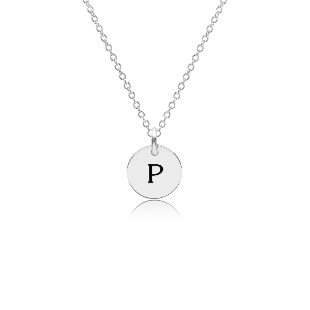 Mini Initial Circle Tag Necklace - Uppercase