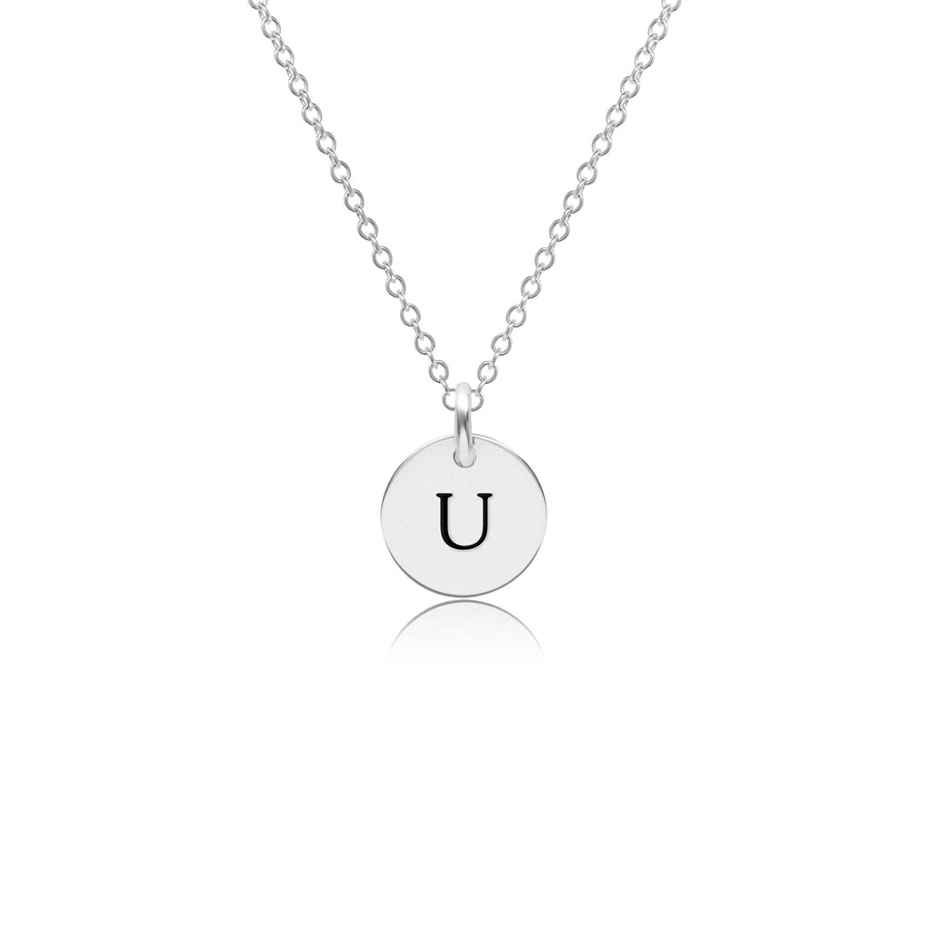 Mini Initial Circle Tag Necklace - Uppercase