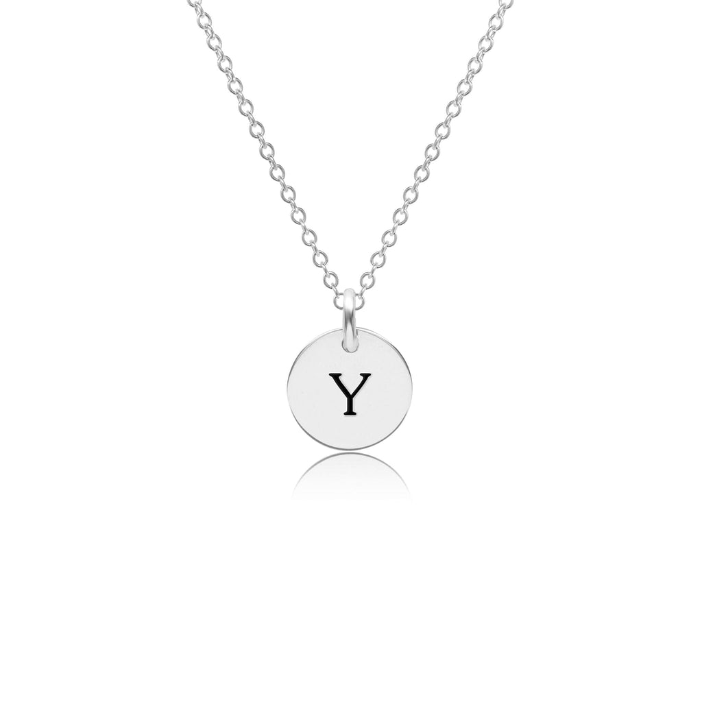 Mini Initial Circle Tag Necklace - Uppercase