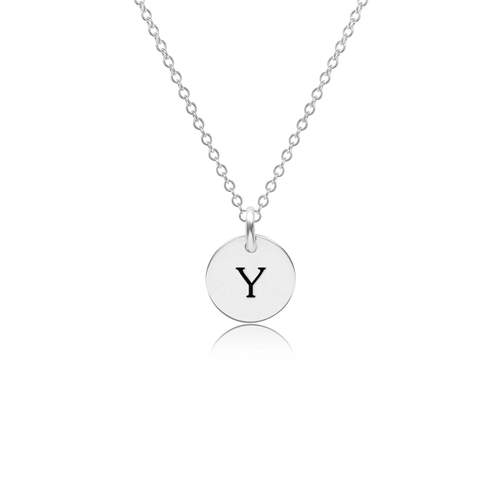 Mini Initial Circle Tag Necklace - Uppercase