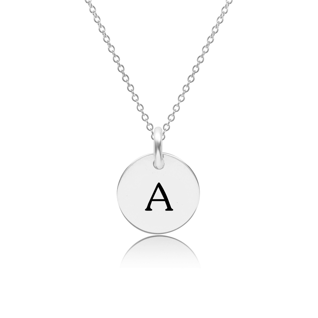 Mini Initial Circle Tag Necklace - Uppercase
