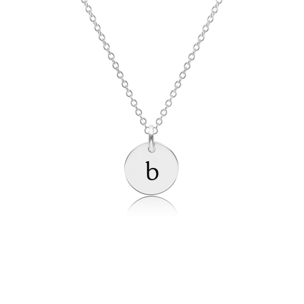 Mini Initial Circle Tag Necklace - Lowercase