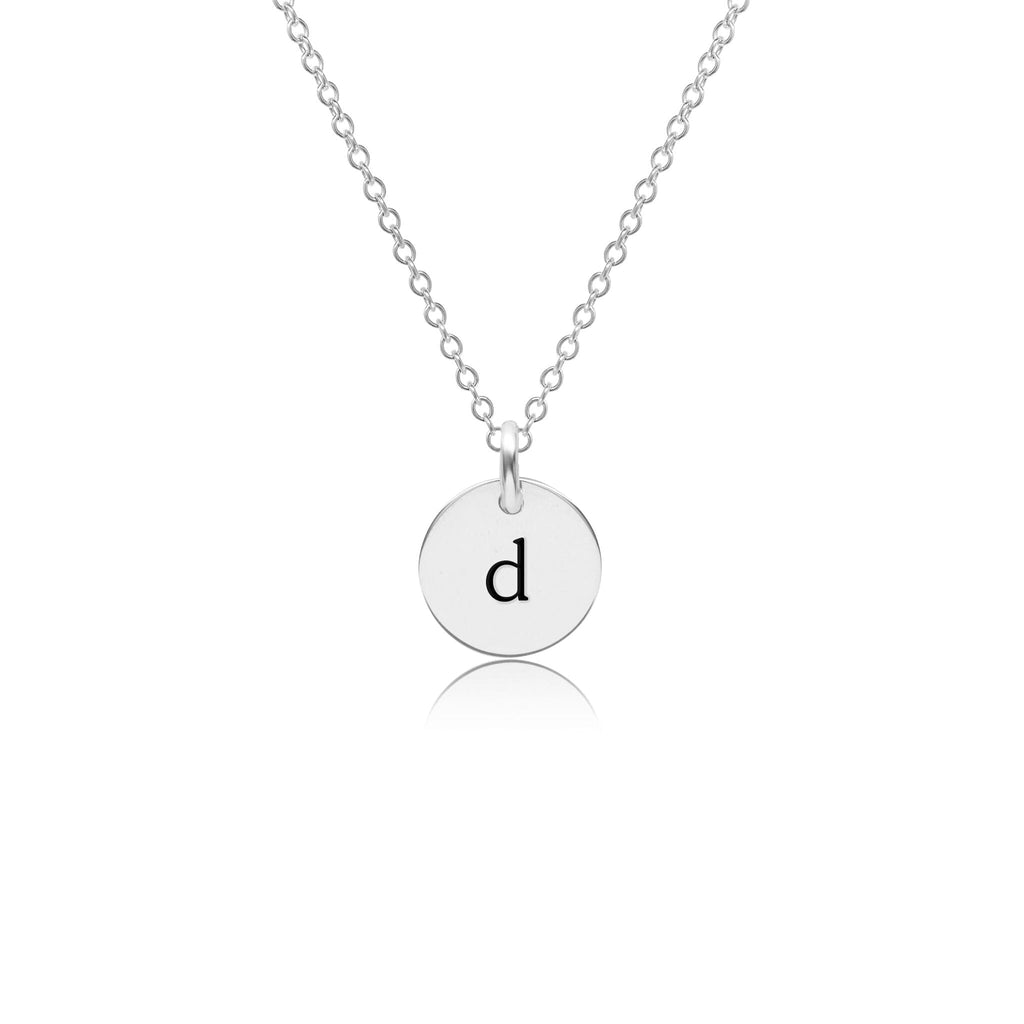 Mini Initial Circle Tag Necklace - Lowercase