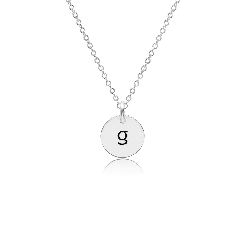 Mini Initial Circle Tag Necklace - Lowercase