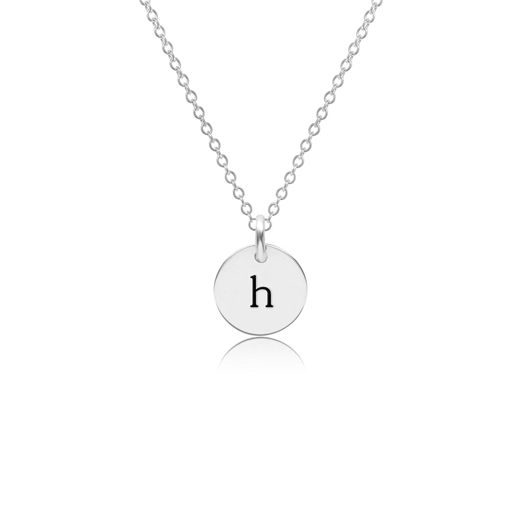 Mini Initial Circle Tag Necklace - Lowercase