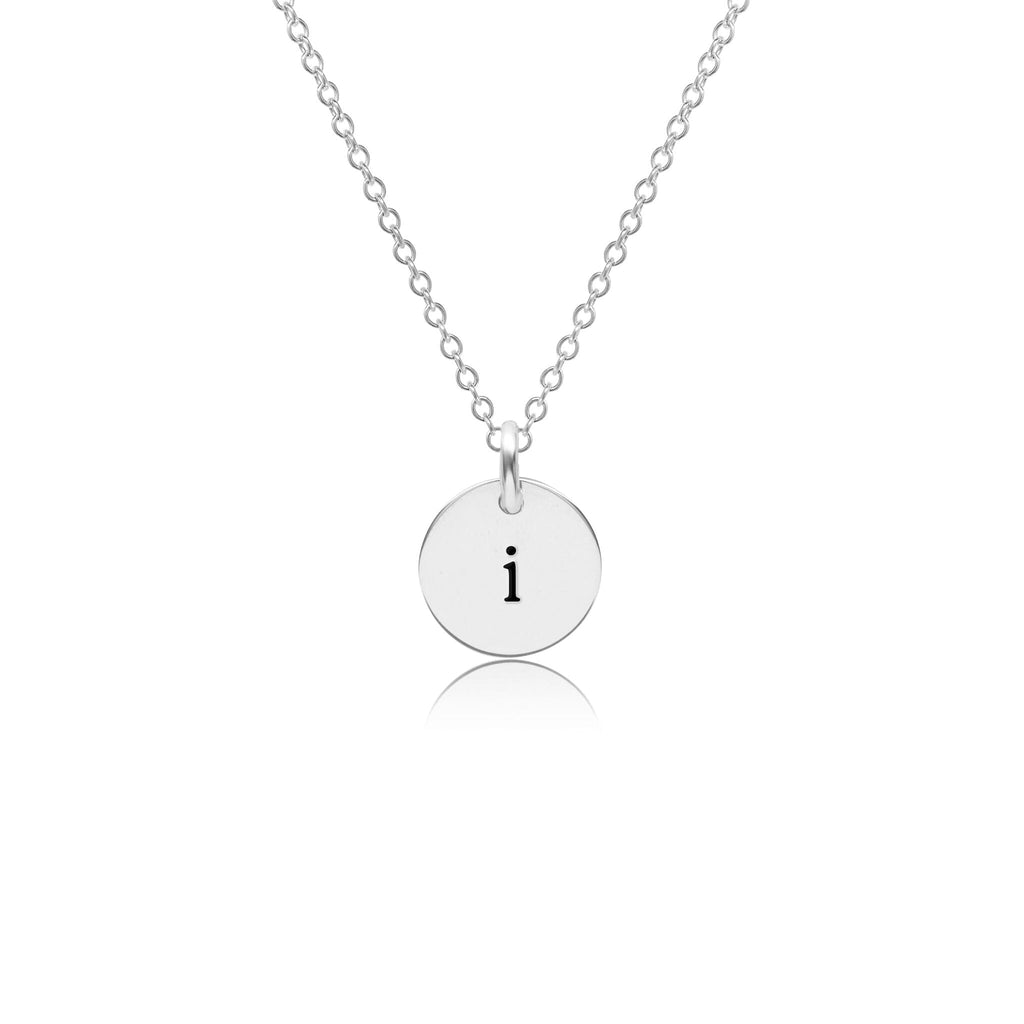 Mini Initial Circle Tag Necklace - Lowercase