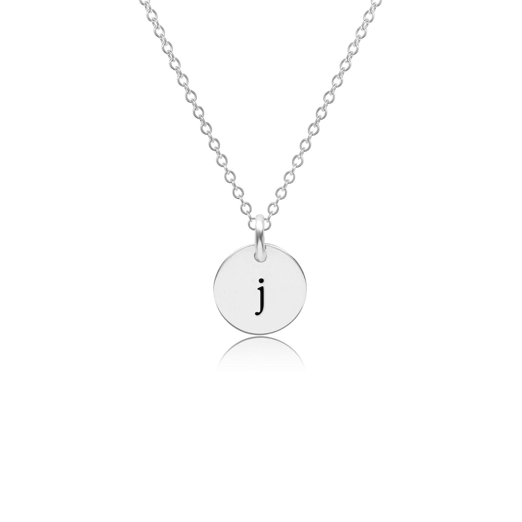 Mini Initial Circle Tag Necklace - Lowercase