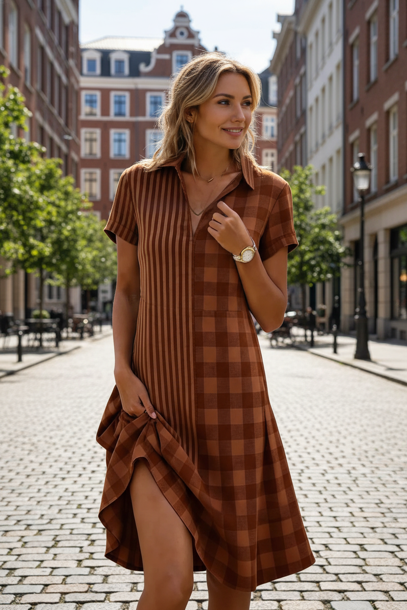 Women's Bohemian 3D Printed V-Neck Short-Sleeve Maxi Dress