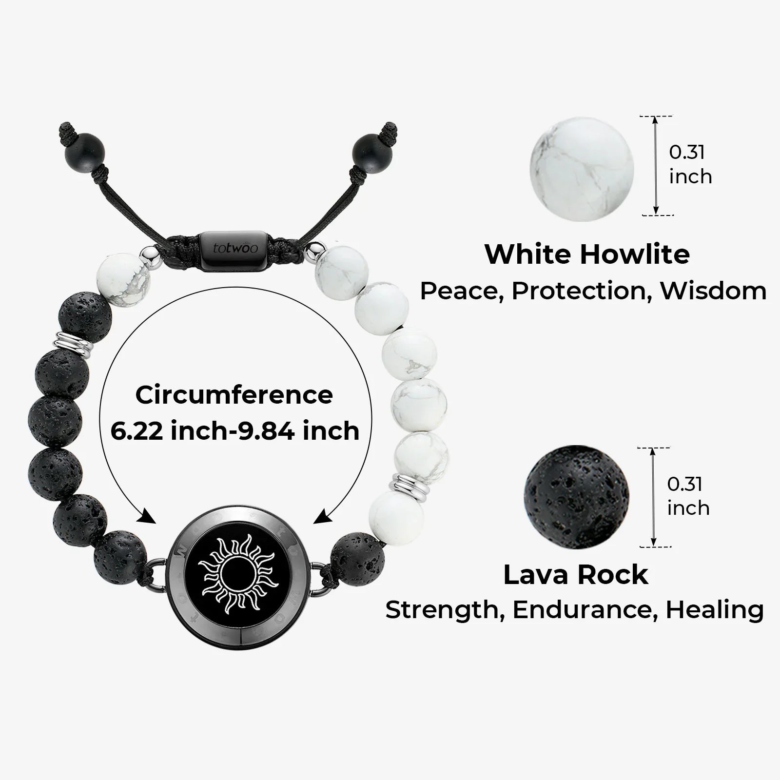 Sun & Moon Touch Bracelets with Phantasmal Beads (Black+Rose Gold)