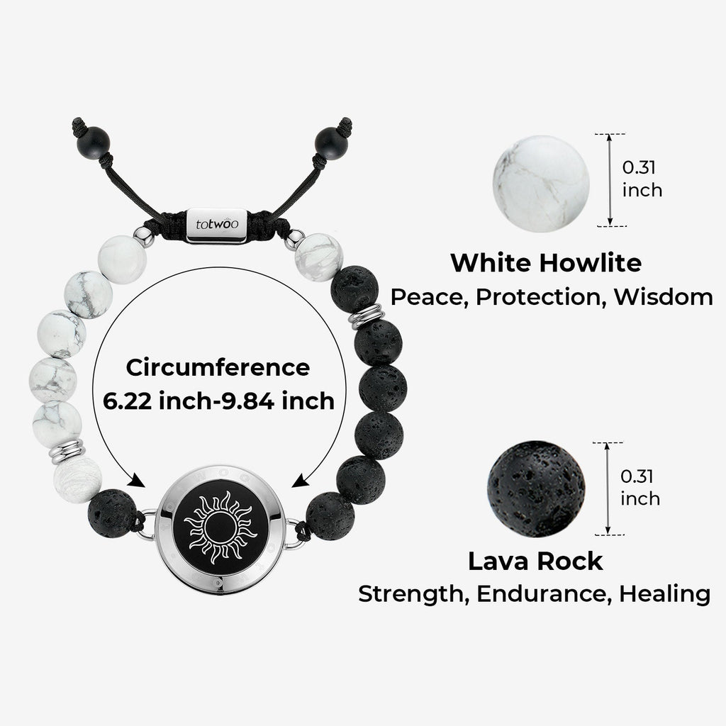 Sun & Moon Touch Bracelets with Phantasmal Beads (Silver+Silver)