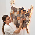 Wooden 3d LED Map of USA - Multicolor