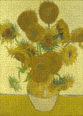 Wooden jigsaw maze puzzle Sunflowers (Vincent van Gogh)