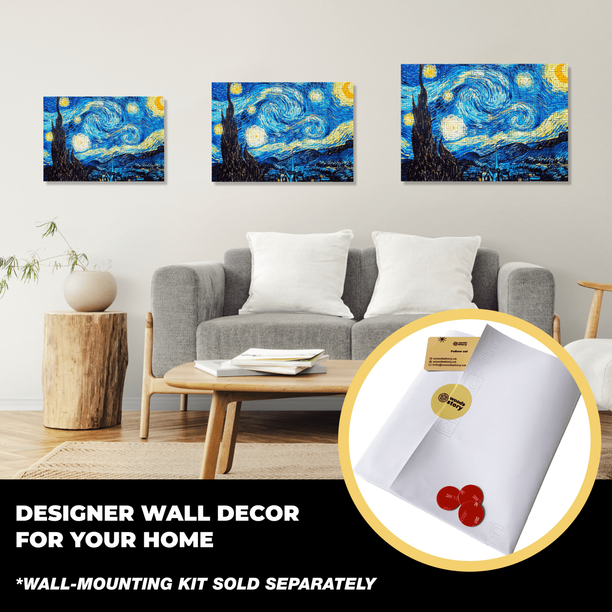 Wooden jigsaw maze puzzle The Starry Night (Vincent van Gogh)