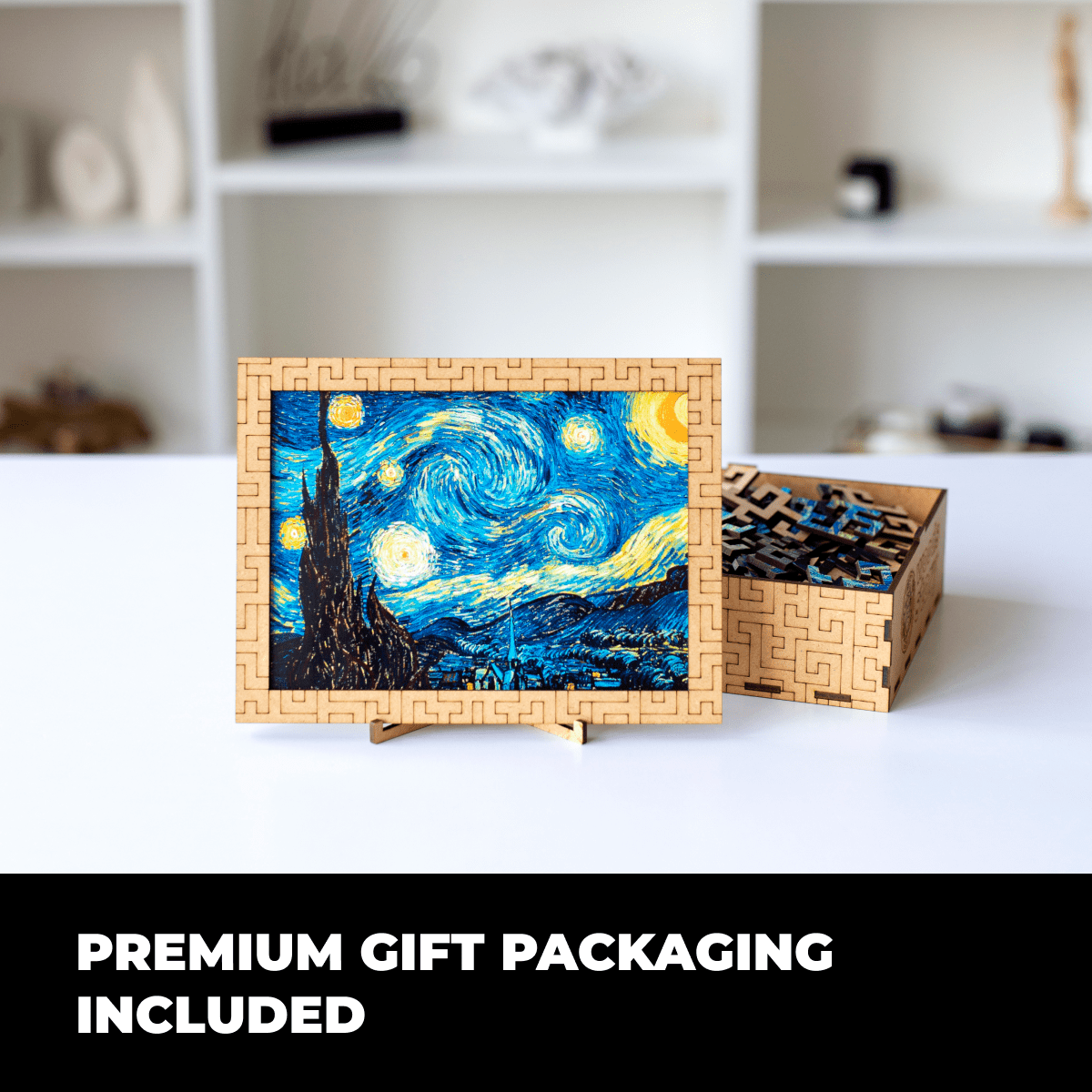 Wooden jigsaw maze puzzle The Starry Night (Vincent van Gogh)