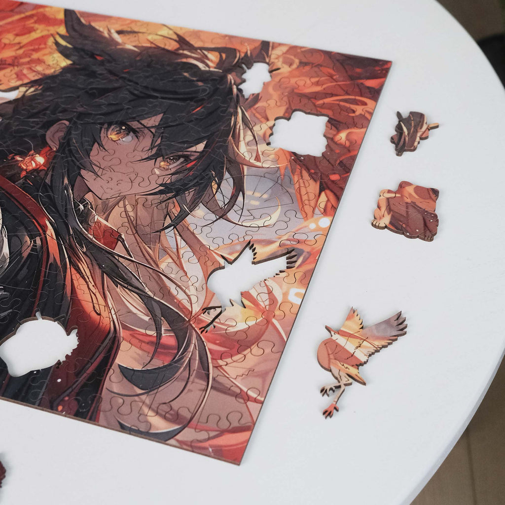 Wooden Jigsaw Puzzle Anime Fire Dragon Warrior