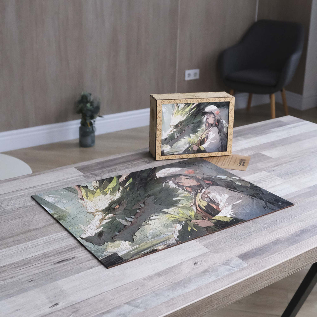 Wooden Jigsaw Puzzle Anime Green Dragon Girl