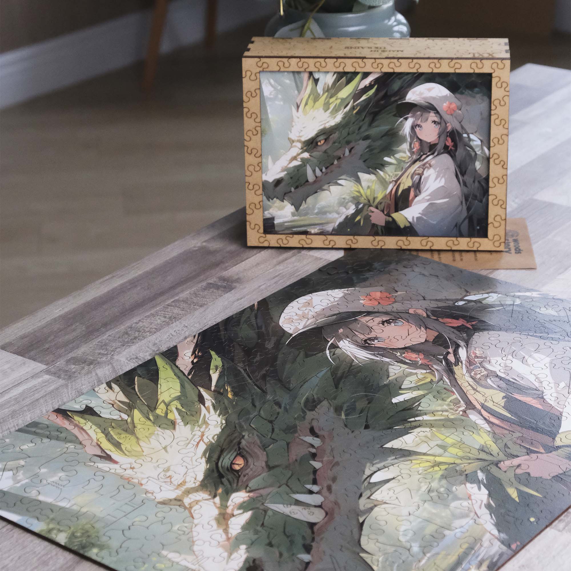 Wooden Jigsaw Puzzle Anime Green Dragon Girl
