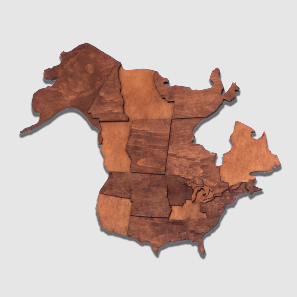 3D Wooden World Map Oak